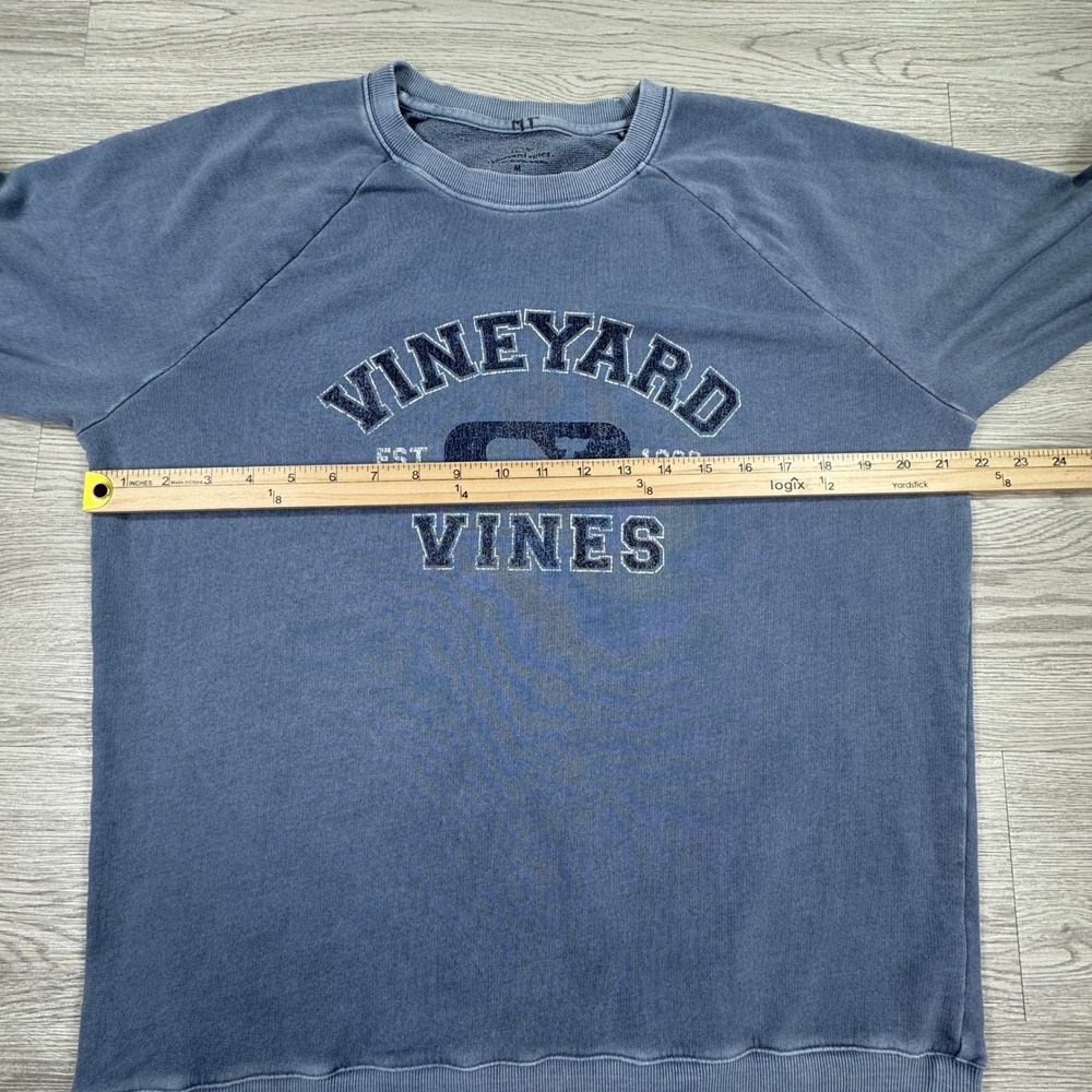 Vineyard Vines Men's Sweatshirt Graphic Logo Blue Medium Raglan Cotton Blend - Picture 5 of 7